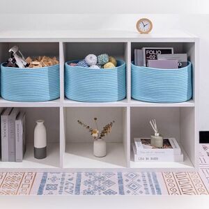 CubeLands bright blue rope baskets (3-piece). NEW